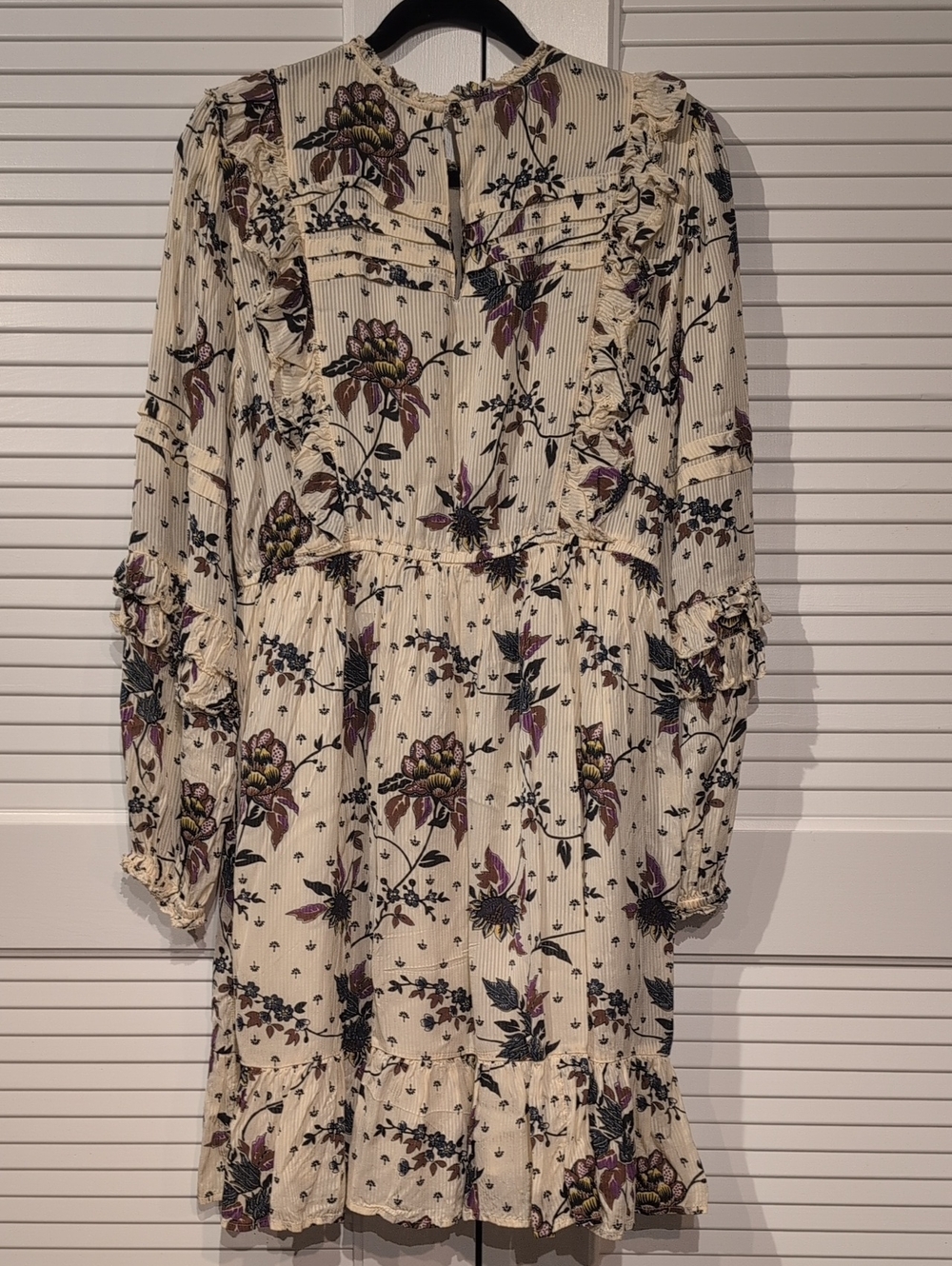 Scotch & Soda Cream Floral Long Sleeve Tiered Ruffle Dress Size M - Picture 3 of 9